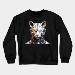 Snowstorm Cyborg - The White Robotic Cat Crewneck Sweatshirt